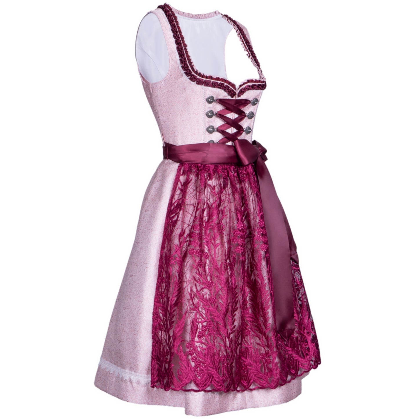 Dirndl Damen Oktoberfest Kleidung Rot mit Schürze Custom Size und Rockläng