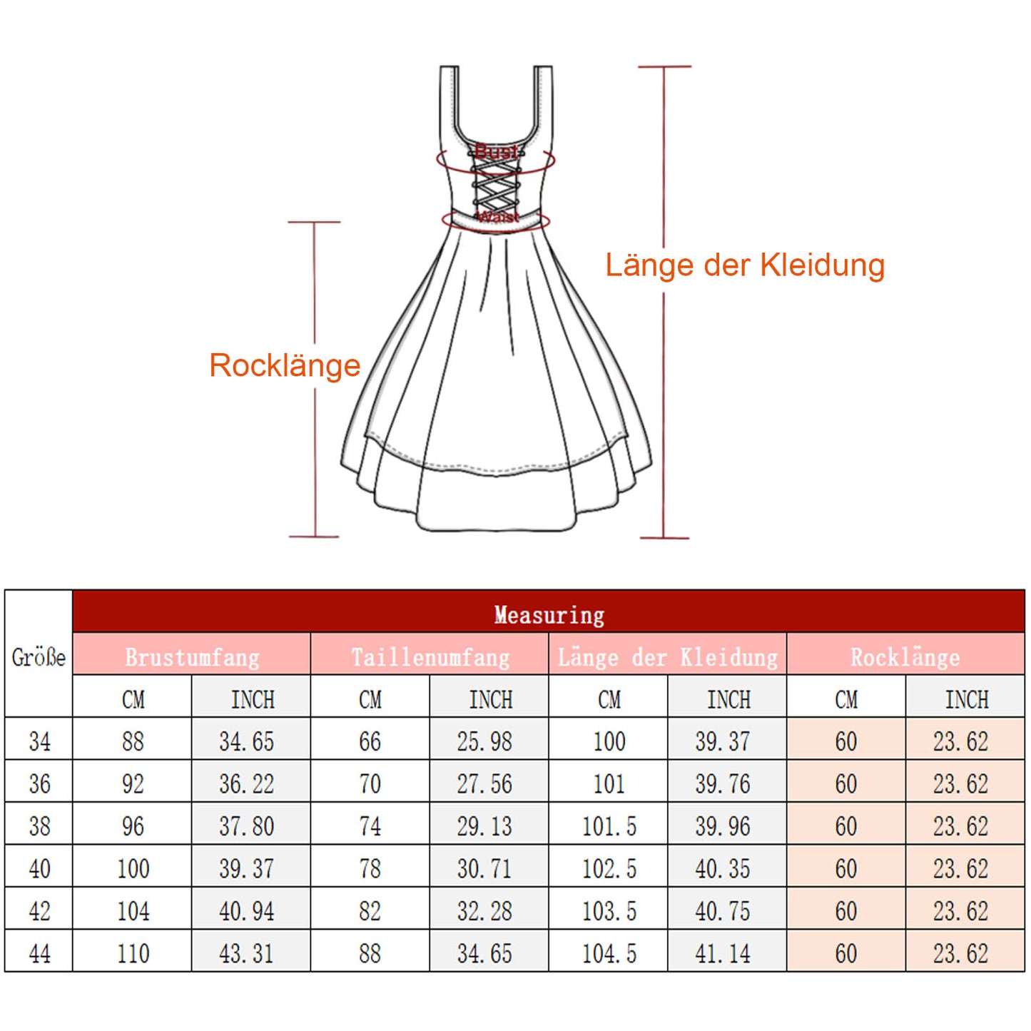 Dirndl Damen MIDI Trachtenkleid f. Oktoberfest Gelb mit Spitzenschürtz aus Spitz Ohne Dirndlbluse (21JD1060)